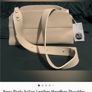 Anna Paola Cream Leather Shoulder Bag